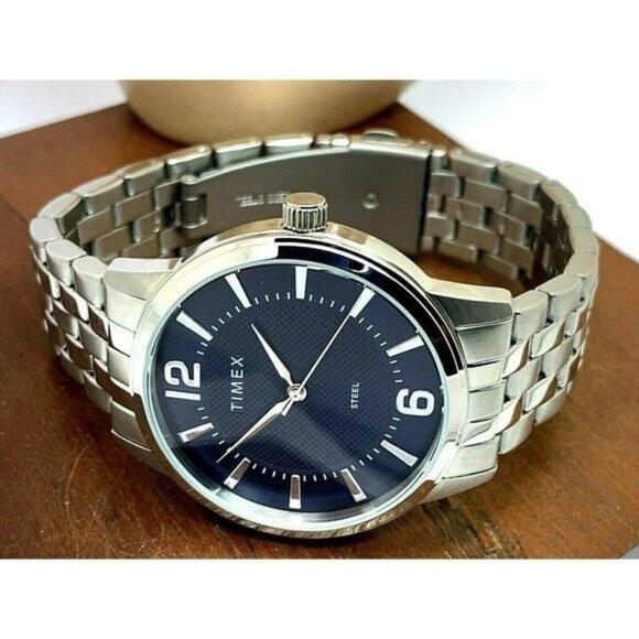 Timex Men's Watch TW2T59800 Quartz Blue Dial Silver Tone Stainless Steel 40mm - Picture 7 of 13